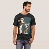 Midden eeuw modern kunst de Martini DIva T-shirt (Voorkant volledig)