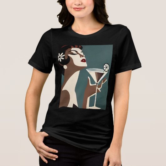 Midden eeuw modern kunst de Martini DIva Tri-Blend Shirt (Voorkant)