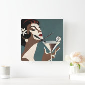 Midden eeuw modern kunst de Martini DIva Vierkante Klok (Huis)