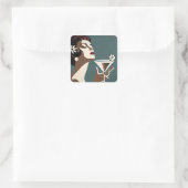 Midden eeuw modern kunst de Martini DIva Vierkante Sticker (Tas)