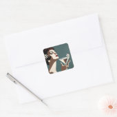 Midden eeuw modern kunst de Martini DIva Vierkante Sticker (Envelop)