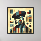 Midden eeuw modern kunst man met baret canvas afdruk (Voorkant)
