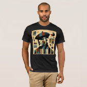 Midden eeuw modern kunst man met baret t-shirt (Voorkant volledig)