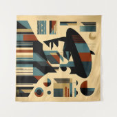 Midden eeuw modern kunst man met baret wandkleed (Voorkant (horizontaal))