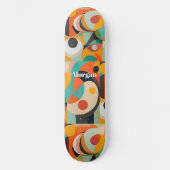 Midden eeuw modern kunst, naam of monogram geometr persoonlijk skateboard (Voorkant)