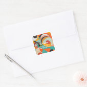 Midden eeuw modern kunst, naam of monogram geometr vierkante sticker (Envelop)
