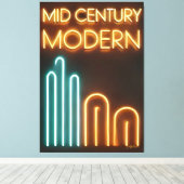 Midden eeuw modern kunst neon bord ontwerp canvas afdruk (Insitu (Houten vloer))