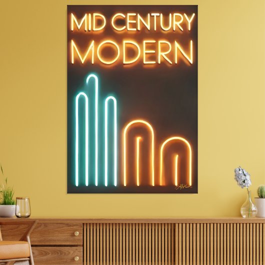 Midden eeuw modern kunst neon bord ontwerp canvas afdruk (Insitu (Woonkamer))