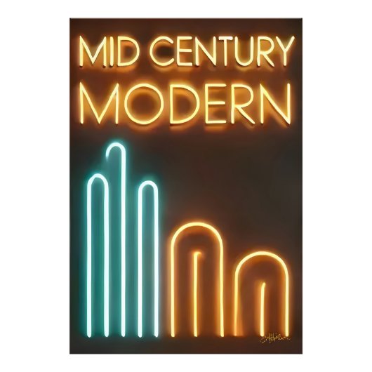 Midden eeuw modern kunst neon bord ontwerp foto afdruk (Voorkant)
