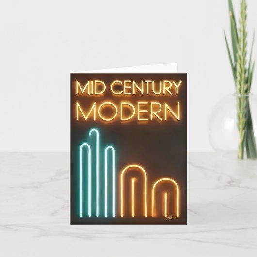 Midden eeuw modern kunst neon licht ontwerp kaart (Voorkant)