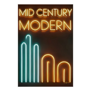 Midden eeuw modern kunst neon licht ontwerp perfect poster