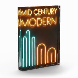 Midden Eeuw Modern Kunst Neon Licht Reclame Ontwer Fotoblokken