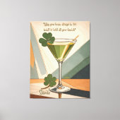 Midden eeuw modern kunst Shamrock Martini Sláinte! Canvas Afdruk (Voorkant)