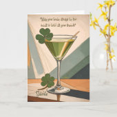 Midden eeuw modern kunst Shamrock Martini Sláinte! Kaart (Gele Bloem)