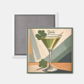 Midden Eeuw Modern Kunst Shamrock Martini Sláinte! Magneet (Voorkant / Achterkant)