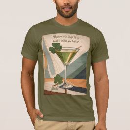 Midden eeuw modern kunst Shamrock Martini Sláinte! T-shirt