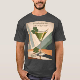 Midden eeuw modern kunst Shamrock Martini Sláinte! T-shirt