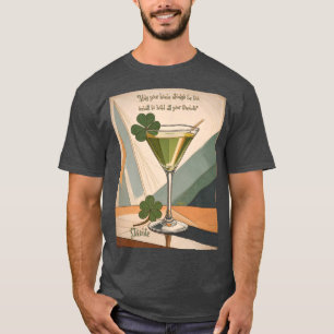 Midden eeuw modern kunst Shamrock Martini Sláinte! T-shirt
