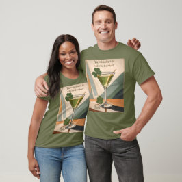 Midden eeuw modern kunst Shamrock Martini Sláinte! T-shirt