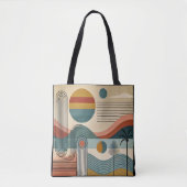 Midden eeuw modern kunst strand zonsopgang tote bag (Voorkant)