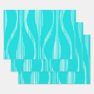 Midden eeuw modern loungepatroon turquoise inpakpapier vel