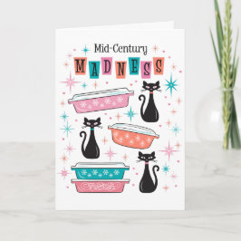 Midden-Eeuw Modern Madness Kaart Pyrex Cats Kitsch