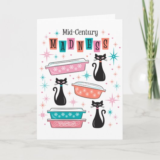 Midden-Eeuw Modern Madness Kaart Pyrex Cats Kitsch (Voorkant)