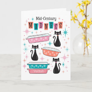 Midden-Eeuw Modern Madness Kaart Pyrex Cats Kitsch