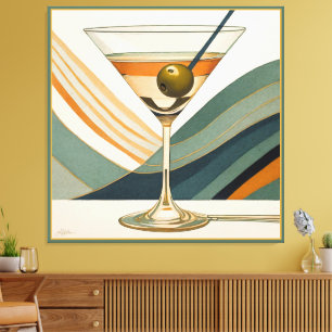 Midden Eeuw Modern Martini Cocktailuur Canvas Afdruk