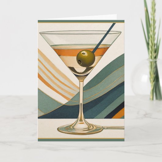 Midden Eeuw Modern Martini Cocktailuur Kaart (Voorkant)