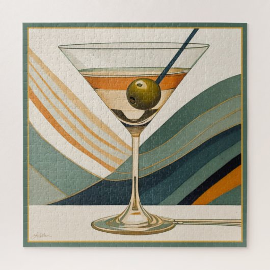 Midden Eeuw Modern Martini Cocktailuur Legpuzzel (Verticaal)