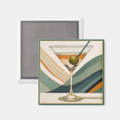 Midden Eeuw Modern Martini Cocktailuur Magneet (Voorkant / Achterkant)
