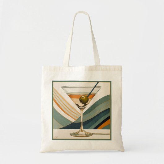 Midden Eeuw Modern Martini Cocktailuur Tote Bag (Voorkant)