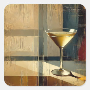Midden eeuw modern Martini in een maneschijn Vierkante Sticker
