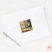 Midden eeuw modern Martini in een maneschijn Vierkante Sticker (Envelop)