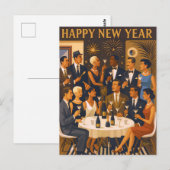 Midden eeuw modern martini intellectuelen nieuwjaa briefkaart (Voorkant / Achterkant)