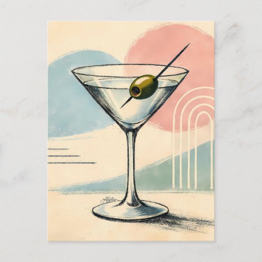 Midden eeuw modern martini pastel minimalistische briefkaart (Voorkant)