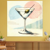 Midden eeuw modern martini pastel minimalistische canvas afdruk (Insitu (Woonkamer))