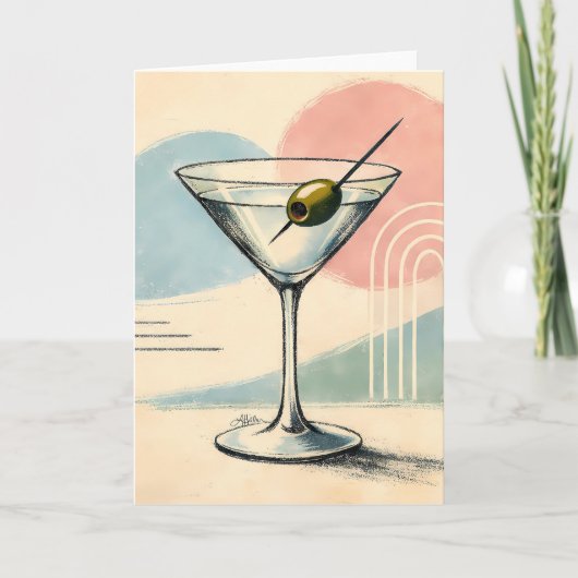 Midden eeuw modern martini pastel minimalistische kaart (Voorkant)