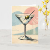 Midden eeuw modern martini pastel minimalistische kaart (Gele Bloem)