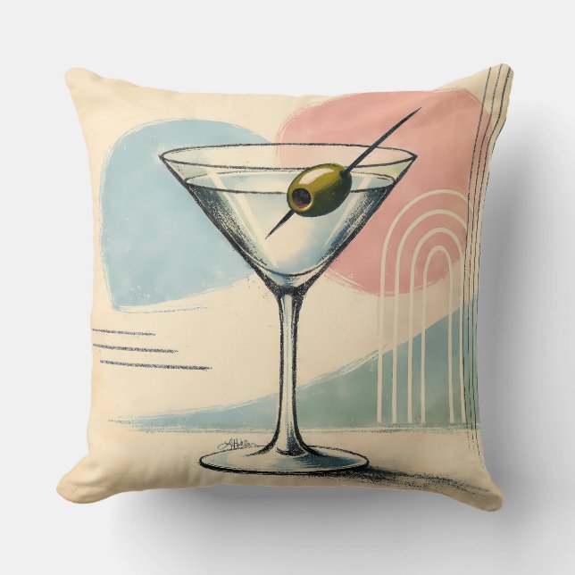 Midden eeuw modern martini pastel minimalistische  kussen (Voorkant)