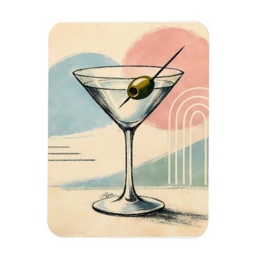 Midden eeuw modern martini pastel minimalistische magneet (Verticaal)