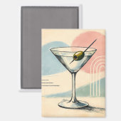 Midden eeuw modern martini pastel minimalistische magneet (Voorkant / Achterkant)