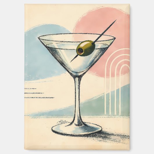 Midden eeuw modern martini pastel minimalistische magneet (Voorkant)