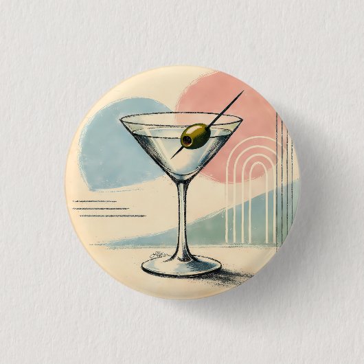 Midden eeuw modern martini pastel minimalistische ronde button 3,2 cm (Voorkant)