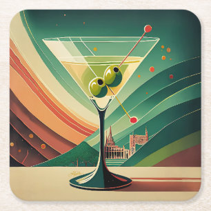 Midden Eeuw Modern Martini Reis Kathedraal Uitzich Kartonnen Onderzetters