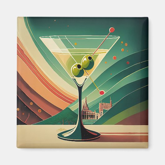 Midden Eeuw Modern Martini Reis Kathedraal Uitzich Magneet (Voorkant)