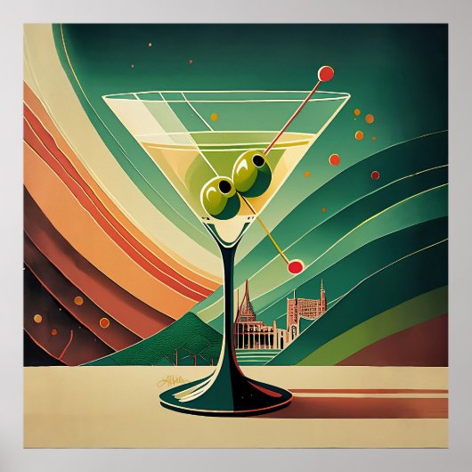 Midden Eeuw Modern Martini Reis Kathedraal Uitzich Poster (Voorkant)