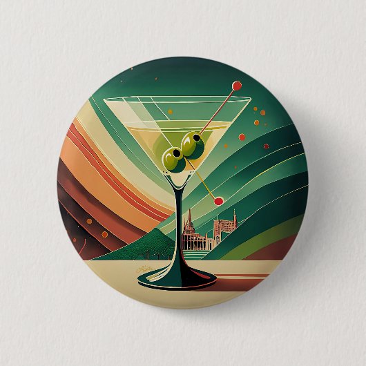 Midden Eeuw Modern Martini Reis Kathedraal Uitzich Ronde Button 5,7 Cm (Voorkant)