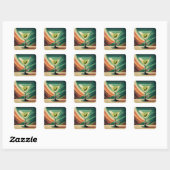 Midden Eeuw Modern Martini Reis Kathedraal Uitzich Vierkante Sticker (Vel)